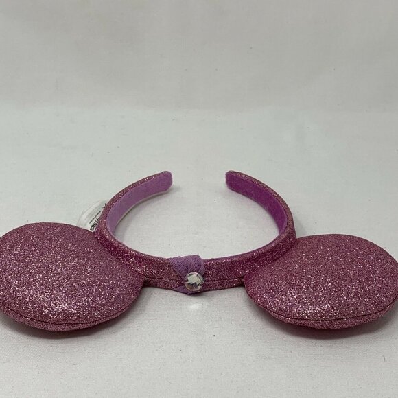 Disney Parks - Pink Glitter Minnie Mouse Headband Ears with Sparkly Gem on on to - Picture 10 of 12